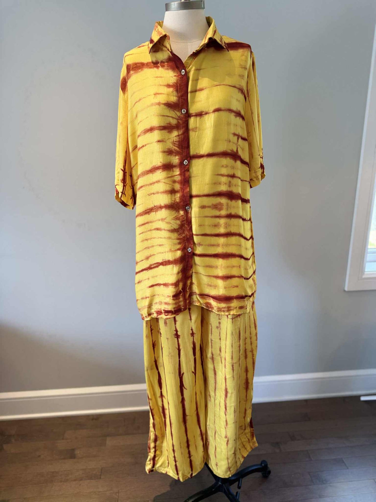 KIT - Chemise courte manche & Pantalon - Jaune & Orange brulé
