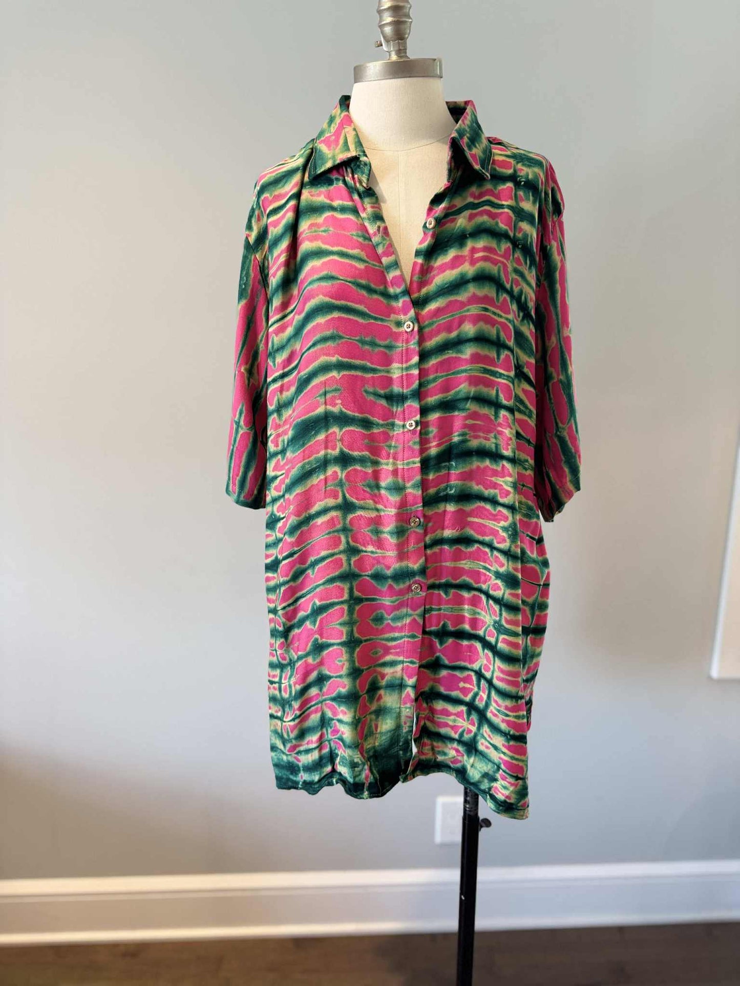 KIT- Chemise courte manche & Pantalon - Rose & Vert