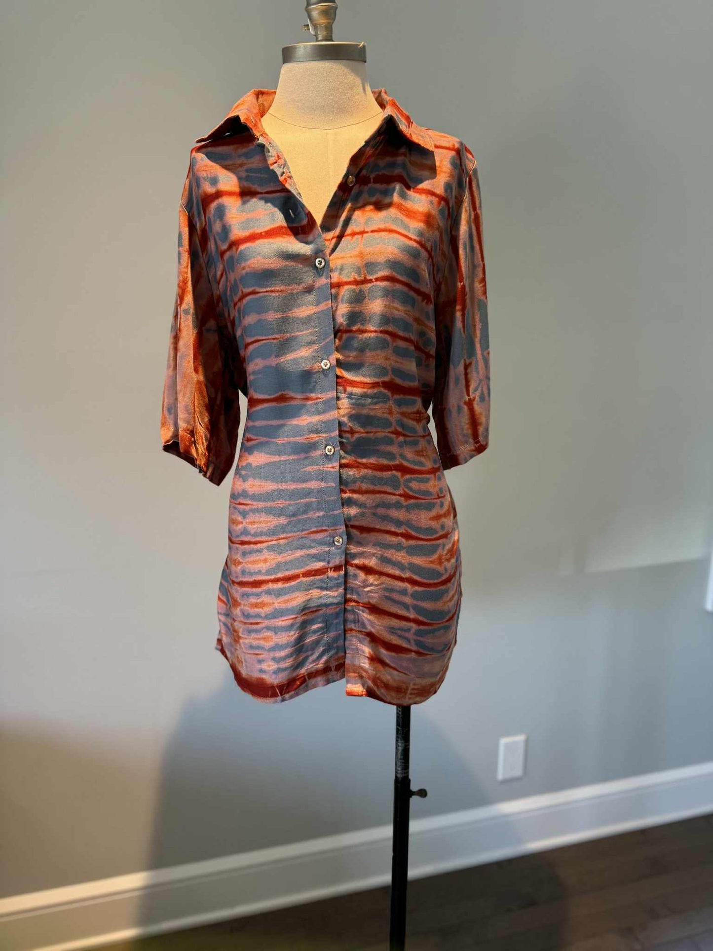 KIT- Chemise courte manche et Pantalon Cuivre et Gris rosé