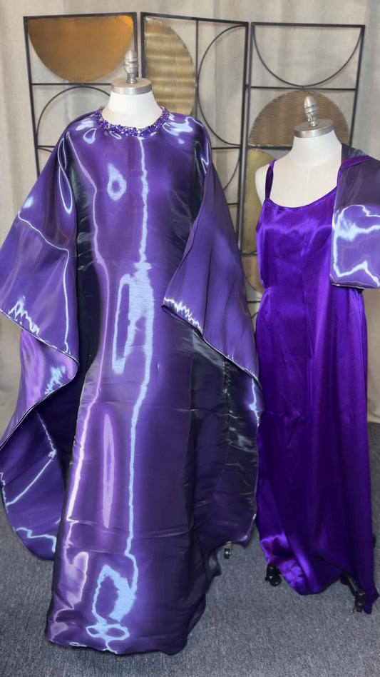 Boubou Samia | Mauve | Organza | 3 pièces | LEMAH Canada