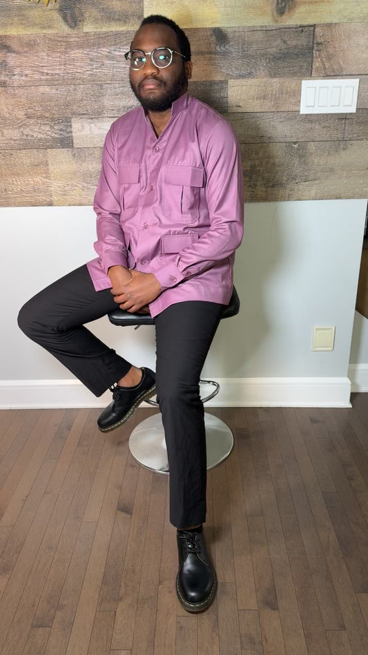 Chemise Homme Lemah – Tissu Premium | Élégance Africaine Moderne | Tenue Luxe Homme| marron clair