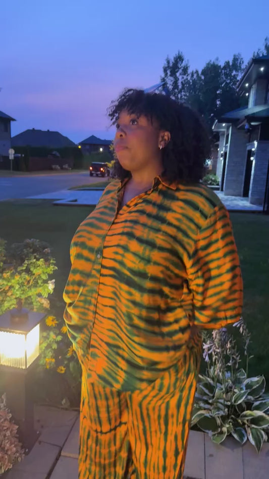 XL - XXL Chemise & Pantalon Orange et Vert