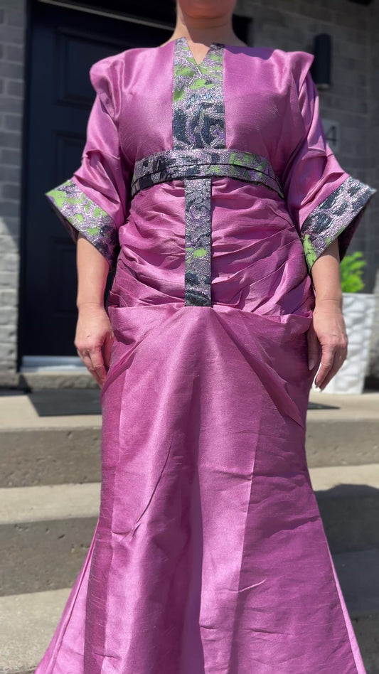 Robe ALINA  rose chantoum – 3 Pièces Afro Élégance | LEMAH