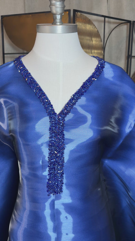 Boubou Helena |  Bleu | Organza | 3 pièces | Mode africaine | LEMAH Canada