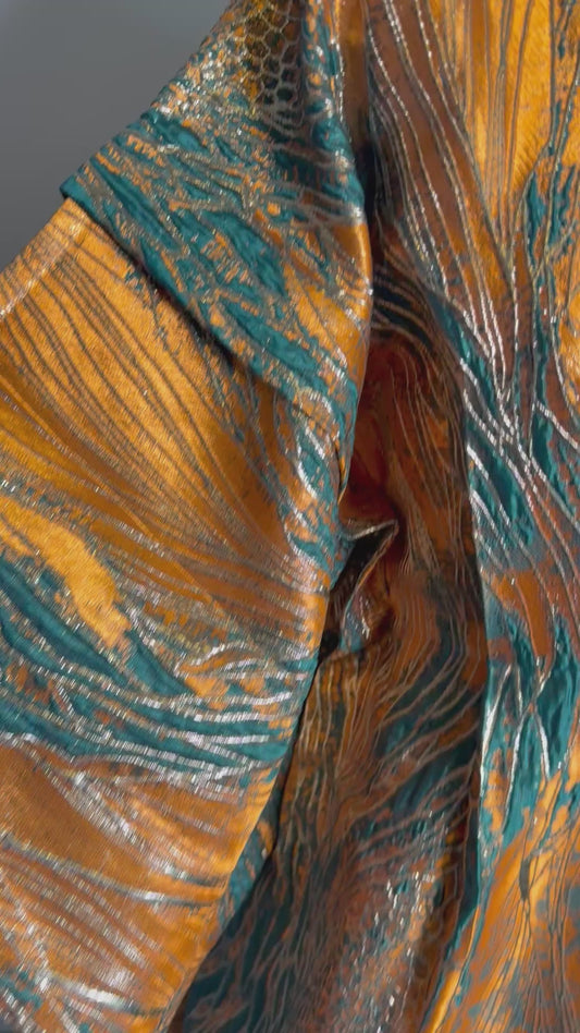 Boubou  Ensemble 3 Pièces Lemah – Robe Intérieure + Foulard | Élégance Africaine Luxe | Dore Mix