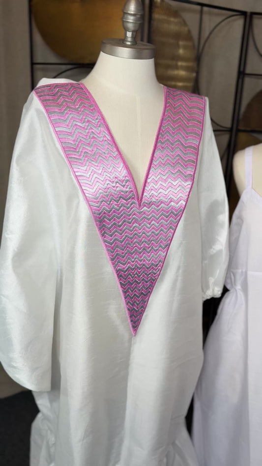 Boubou Bineta | Blanc | Bazin Riche | Mode africaine| LEMAH Canada