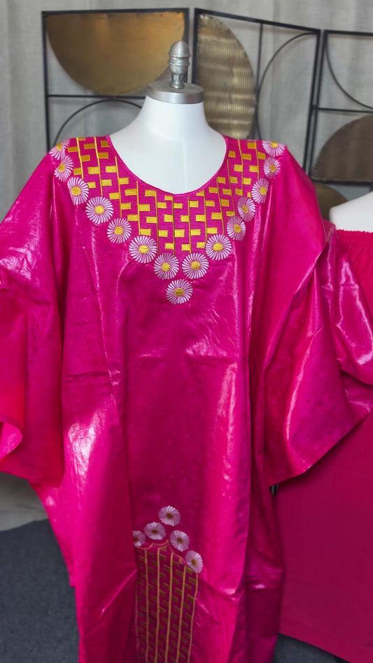 Boubou Djeneba | Fuschia | Bazin riche | 3 pieces | LEMAH Canada