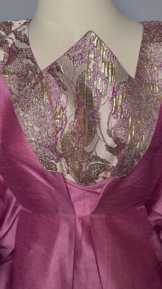 Boubou 3 Pièces Femme – Boubou +Robe Intérieure + Foulard | Chantoum Luxe Lemah | Rose