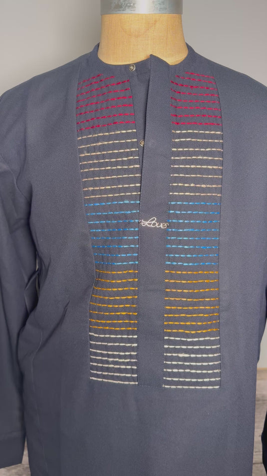 Chemise + Pantalon| Homme | bleu nuit |Taille 43- Mode africaine| Lemah Canada