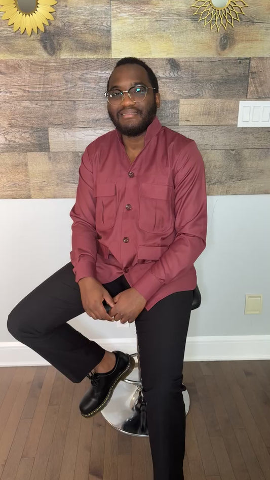 Chemise Homme Lemah – Tissu Premium | Élégance Africaine Moderne | Tenue Luxe Homme | Marron